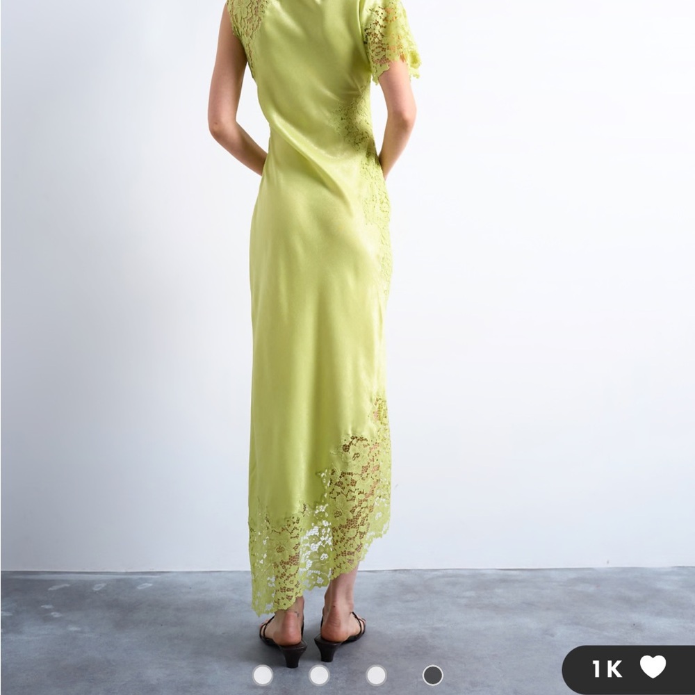 ASOS Lime Green Lace-Trim One-Shoulder Maxi Dress - Picture 4 of 4